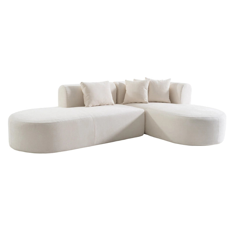 107.5 Polyester 4-Seat Corner Sofa with Curved Design & Wide Stitching