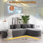 107.5 Polyester 4-Seat Corner Sofa with Curved Design & Wide Stitching