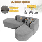 107.5 Polyester 4-Seat Corner Sofa with Curved Design & Wide Stitching