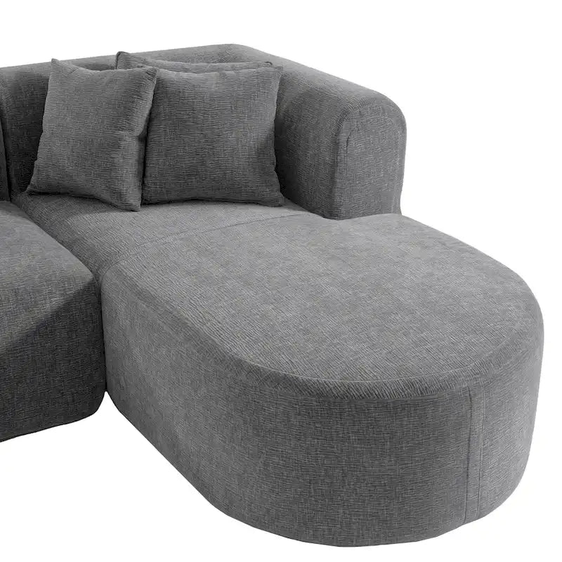 107.5 Polyester 4-Seat Corner Sofa with Curved Design & Wide Stitching