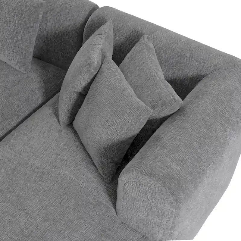 107.5 Polyester 4-Seat Corner Sofa with Curved Design & Wide Stitching
