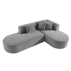 107.5 Polyester 4-Seat Corner Sofa with Curved Design & Wide Stitching