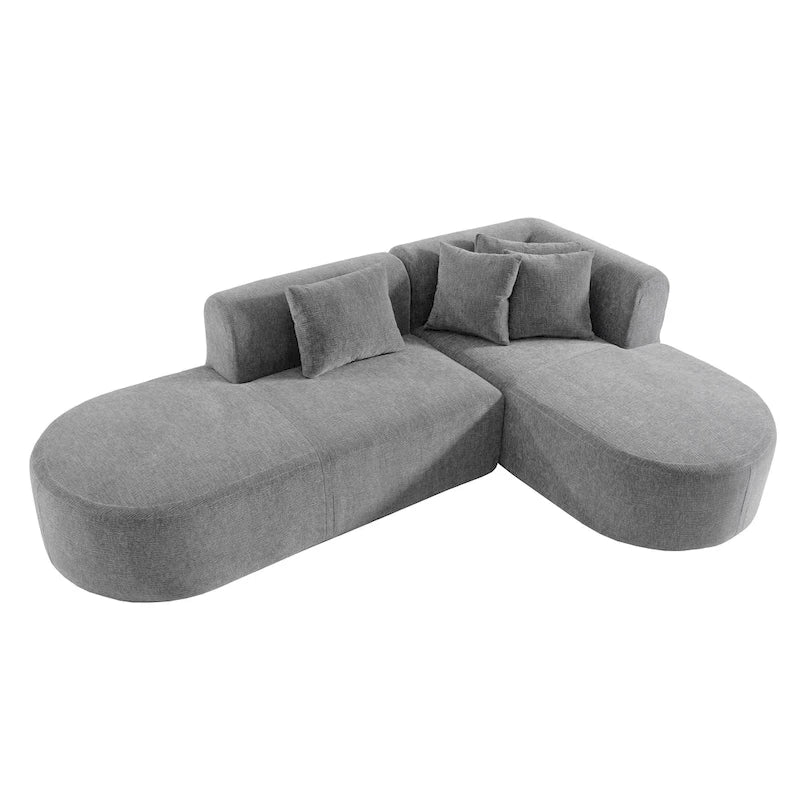 107.5 Polyester 4-Seat Corner Sofa with Curved Design & Wide Stitching