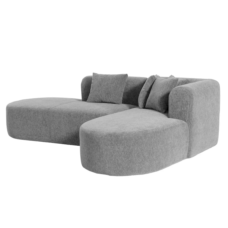 107.5 Polyester 4-Seat Corner Sofa with Curved Design & Wide Stitching