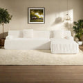 110 Faux Fur Cloud 3-Seater sat L-Shaped Sectional Sofa with Two Included Throw Pillows