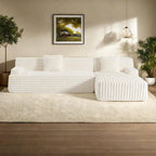 110 Faux Fur Cloud 3-Seater sat L-Shaped Sectional Sofa with Two Included Throw Pillows