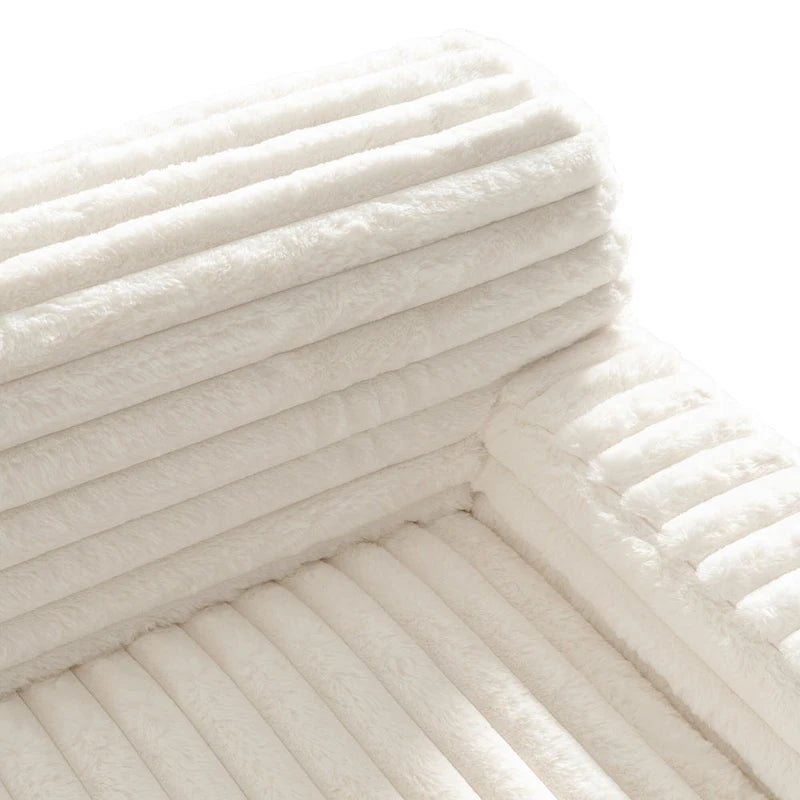 110 Faux Fur Cloud 3-Seater sat L-Shaped Sectional Sofa with Two Included Throw Pillows