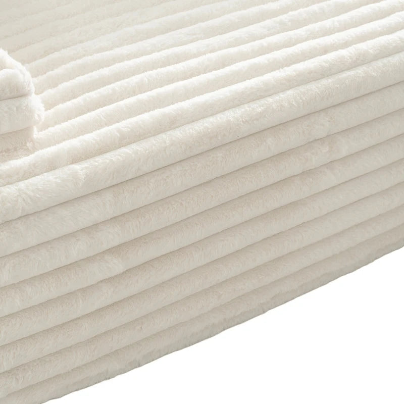 110 Faux Fur Cloud 3-Seater sat L-Shaped Sectional Sofa with Two Included Throw Pillows