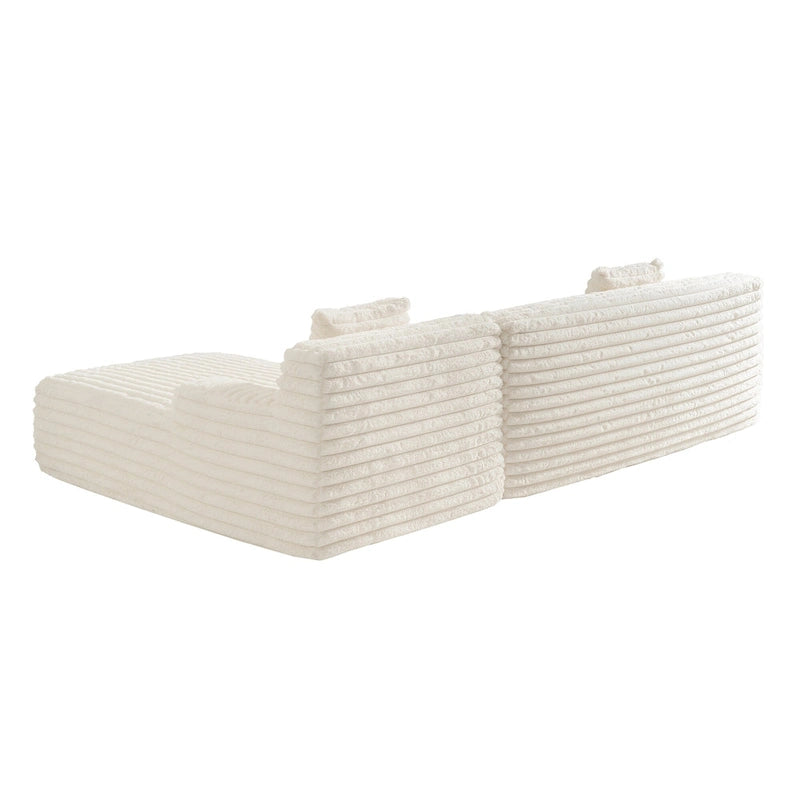 110 Faux Fur Cloud 3-Seater sat L-Shaped Sectional Sofa with Two Included Throw Pillows