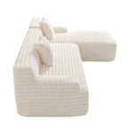 110 Faux Fur Cloud 3-Seater sat L-Shaped Sectional Sofa with Two Included Throw Pillows