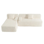 110 Faux Fur Cloud 3-Seater sat L-Shaped Sectional Sofa with Two Included Throw Pillows
