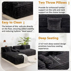 110 Faux Fur Cloud 3-Seater sat L-Shaped Sectional Sofa with Two Included Throw Pillows