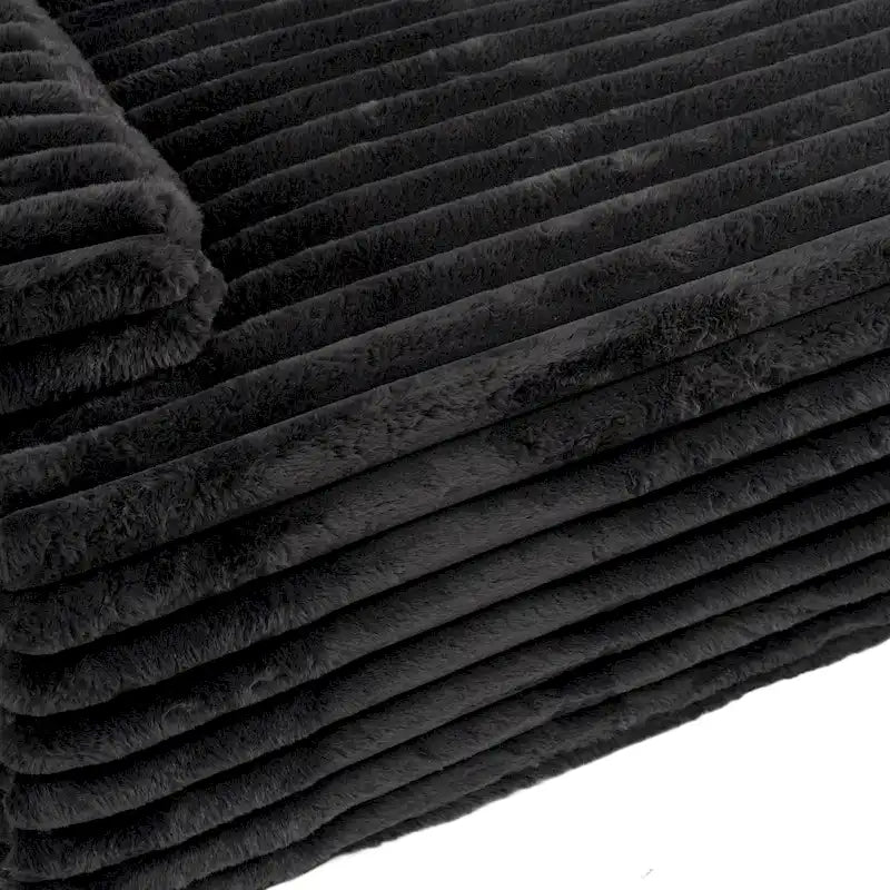 110 Faux Fur Cloud 3-Seater sat L-Shaped Sectional Sofa with Two Included Throw Pillows