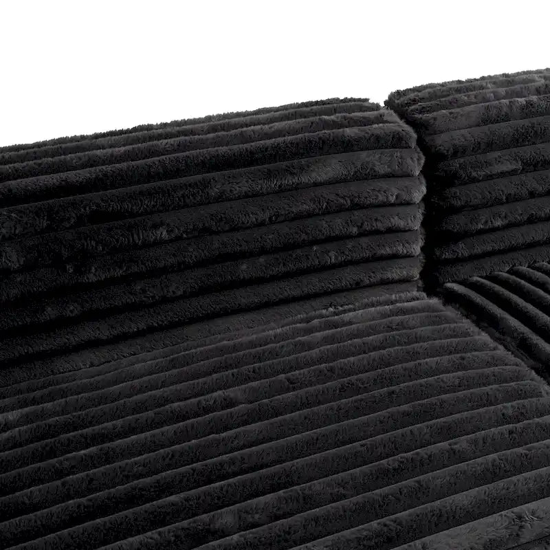 110 Faux Fur Cloud 3-Seater sat L-Shaped Sectional Sofa with Two Included Throw Pillows