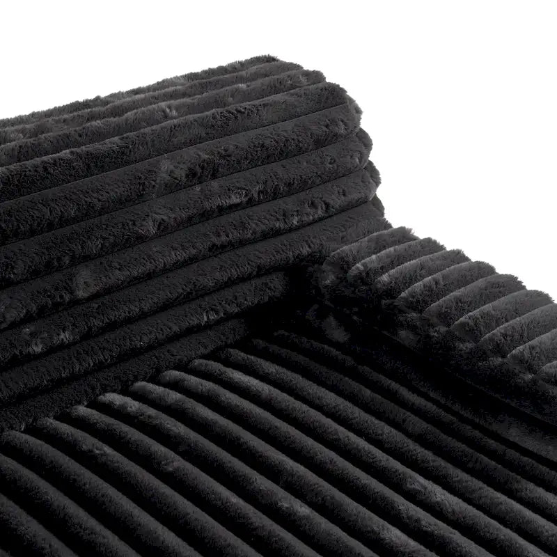 110 Faux Fur Cloud 3-Seater sat L-Shaped Sectional Sofa with Two Included Throw Pillows