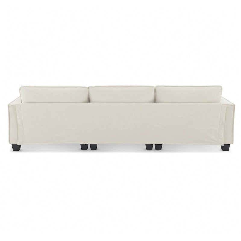 100 L-Shaped Convertible 4 Seater Sectional Sofa with Removable Ottoman and Matching Pillows, Suede Velvet Upholstery