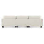 100 L-Shaped Convertible 4 Seater Sectional Sofa with Removable Ottoman and Matching Pillows, Suede Velvet Upholstery