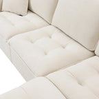 100 L-Shaped Convertible 4 Seater Sectional Sofa with Removable Ottoman and Matching Pillows, Suede Velvet Upholstery