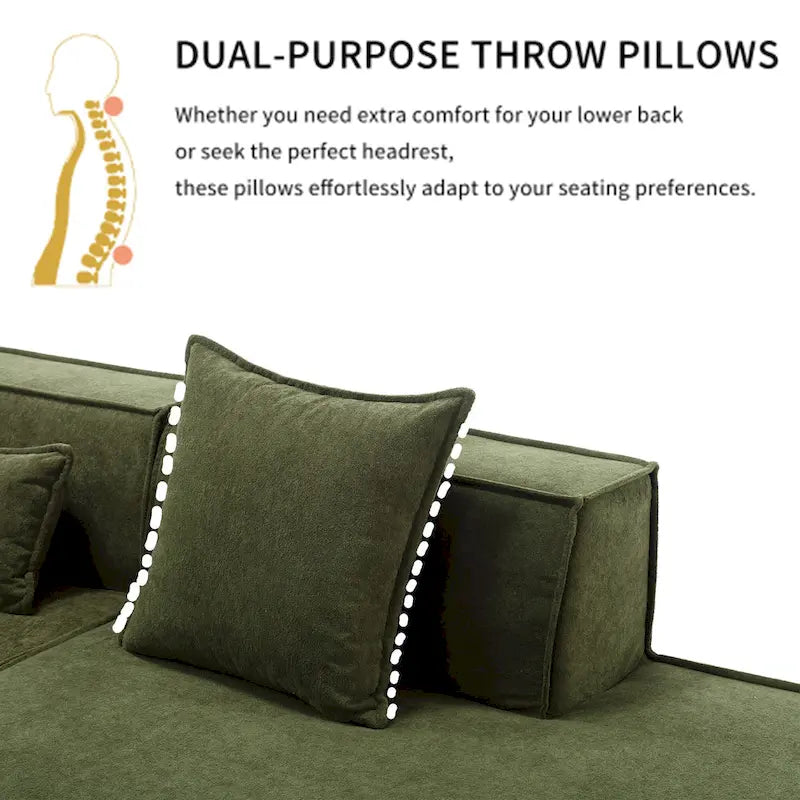 129.5 Minimalist Modular L-Shaped 4-Seat Sofa Set with Chaise