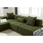 129.5 Minimalist Modular L-Shaped 4-Seat Sofa Set with Chaise