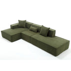 129.5 Minimalist Modular L-Shaped 4-Seat Sofa Set with Chaise
