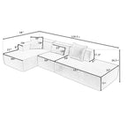129.5 Minimalist Modular L-Shaped 4-Seat Sofa Set with Chaise