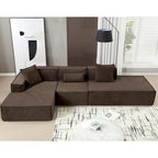 129.5 Minimalist Modular L-Shaped 4-Seat Sofa Set with Chaise