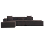 129.5 Minimalist Modular L-Shaped 4-Seat Sofa Set with Chaise