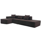 129.5 Minimalist Modular L-Shaped 4-Seat Sofa Set with Chaise