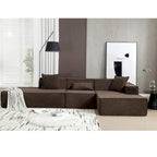 129.5 Minimalist Modular L-Shaped 4-Seat Sofa Set with Chaise