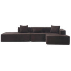 129.5 Minimalist Modular L-Shaped 4-Seat Sofa Set with Chaise