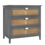 3-Drawer Bachelors Chest Cabinet with Hollow-Carved, Natural Rattan, American Furniture, Suitable for Bedroom, Living room