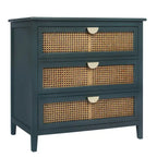 3-Drawer Bachelors Chest Cabinet with Hollow-Carved, Natural Rattan, American Furniture, Suitable for Bedroom, Living room