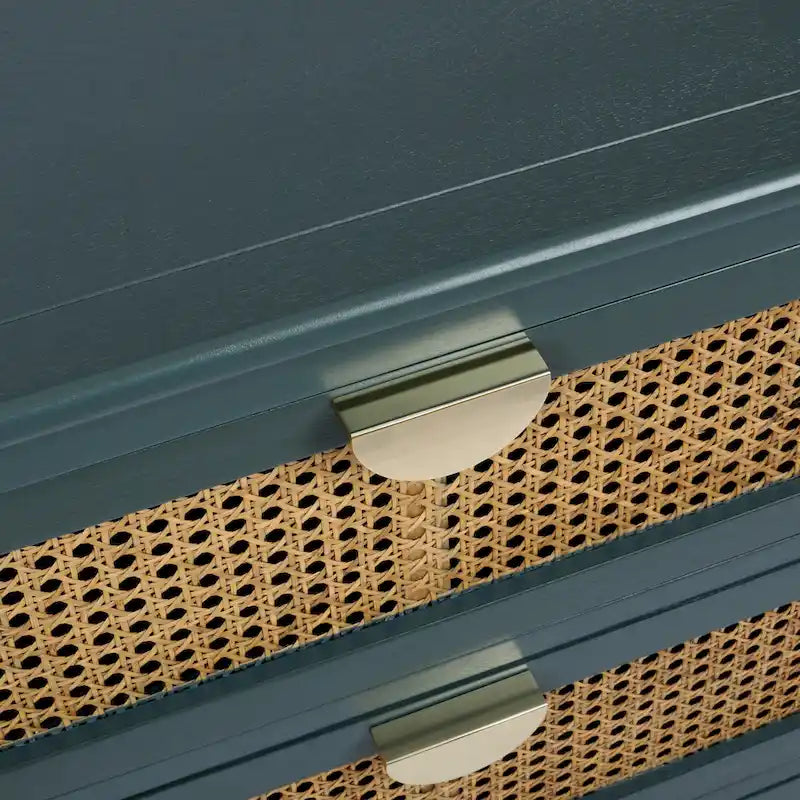 3-Drawer Bachelors Chest Cabinet with Hollow-Carved, Natural Rattan, American Furniture, Suitable for Bedroom, Living room