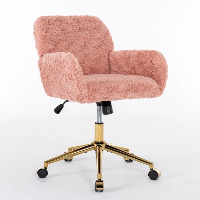 A&A Furniture Office Chair: Upholstered Desk Chair and Golden Metal Base
