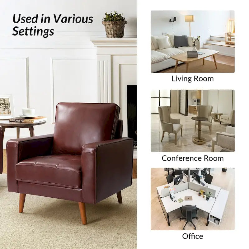 Elizabeth Mid-century Genuine Leather Arm Chair Set of 2 by HULALA HOME