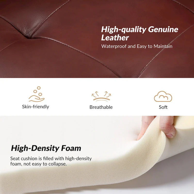 Elizabeth Mid-century Genuine Leather Arm Chair Set of 2 by HULALA HOME