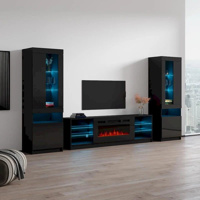 Boston 01 Electric Fireplace Modern Wall Unit Entertainment Center