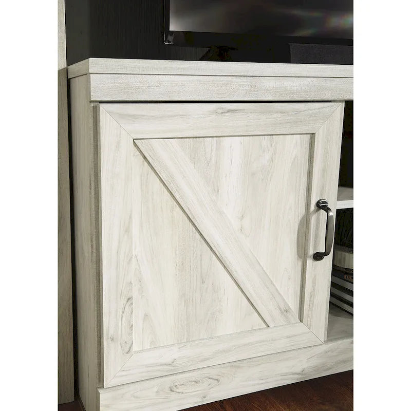 Signature Design by Ashley Bellaby Whitewash 4-Piece Entertainment Center with Electric Fireplace - 103.5W x 19.5D x 72.25H