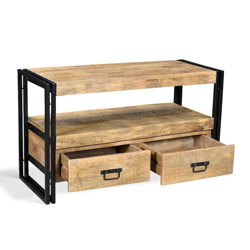 Timbergirl Reclaimed Wood TV cabinet with Double Drawers - 40x16x24