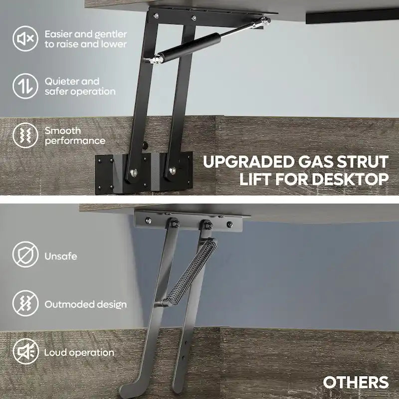 Lift Top Coffee Table Oval Wood Table with Hidden Storage Shelves - 41.5 inch