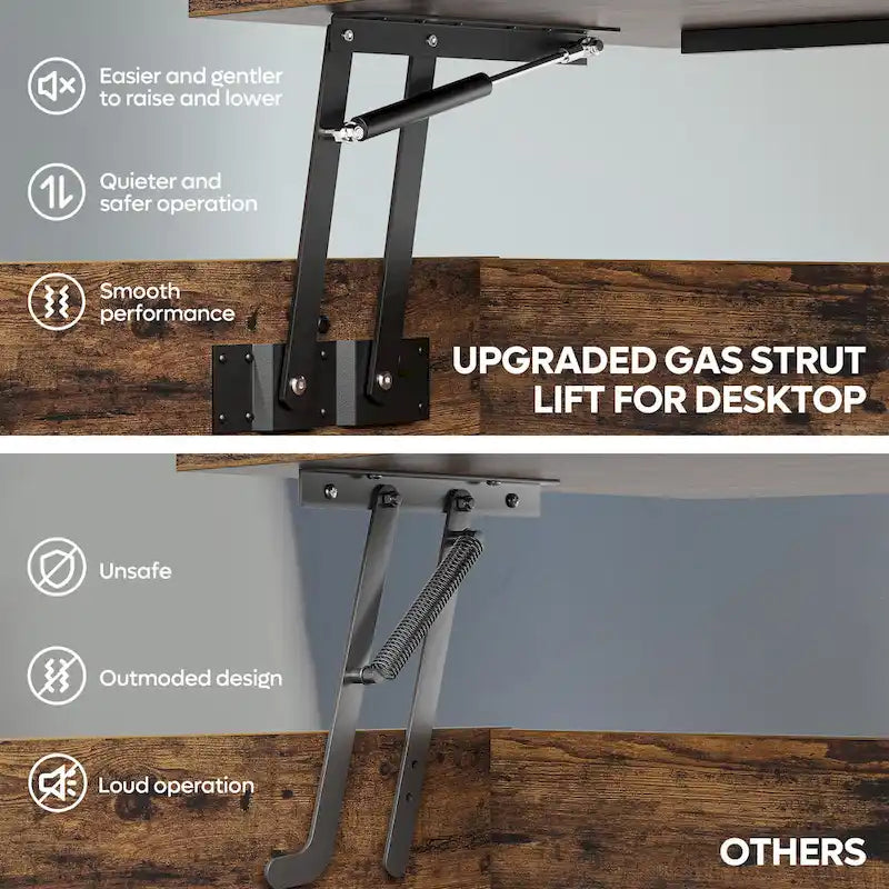 Lift Top Coffee Table Oval Wood Table with Hidden Storage Shelves - 41.5 inch