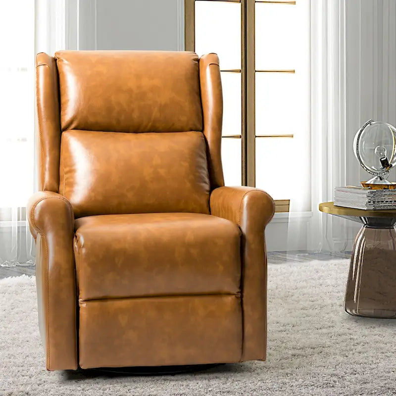 Baksoho Contemporary Faux Leather Swivel Nursery Chair with Metal Base by HULALA HOME