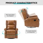 Baksoho Contemporary Faux Leather Swivel Nursery Chair with Metal Base by HULALA HOME