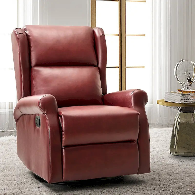 Baksoho Contemporary Faux Leather Swivel Nursery Chair with Metal Base by HULALA HOME