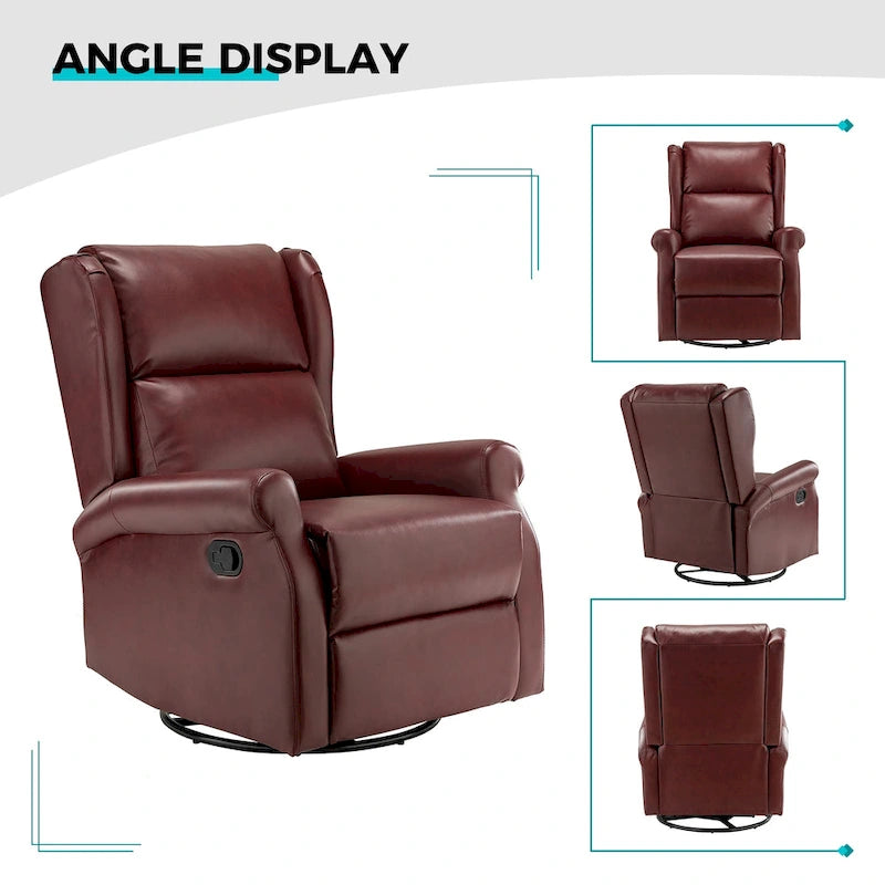 Baksoho Contemporary Faux Leather Swivel Nursery Chair with Metal Base by HULALA HOME