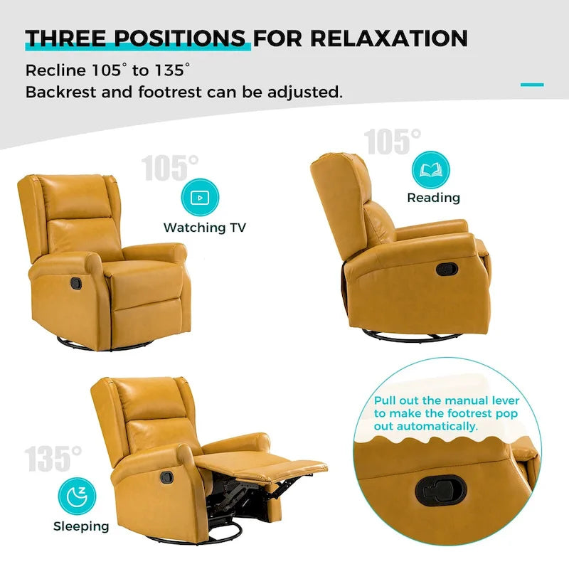 Baksoho Contemporary Faux Leather Swivel Nursery Chair with Metal Base by HULALA HOME