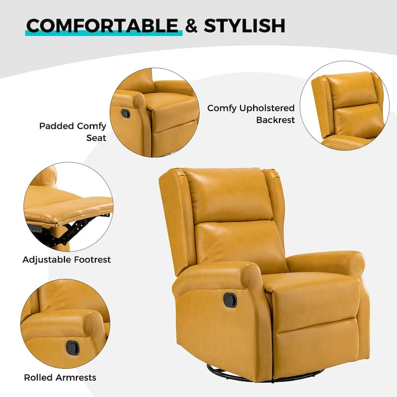 Baksoho Contemporary Faux Leather Swivel Nursery Chair with Metal Base by HULALA HOME