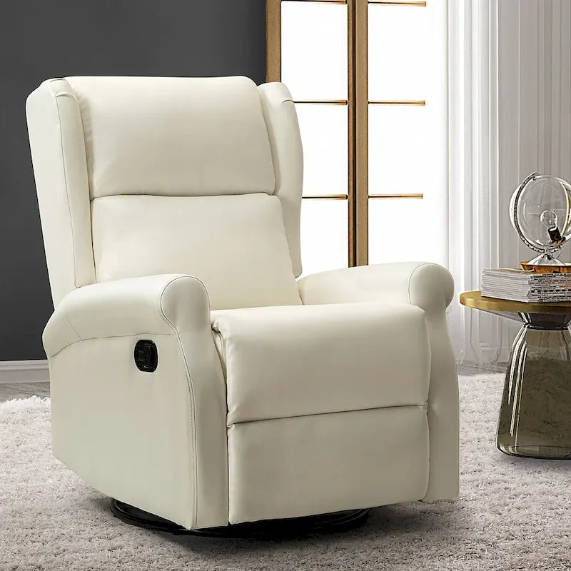 Baksoho Contemporary Faux Leather Swivel Nursery Chair with Metal Base by HULALA HOME