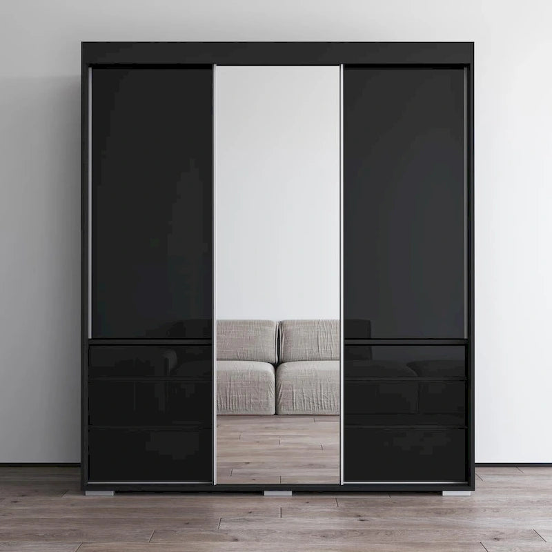 Monaco 3-door Modern 71-inch Wardrobe with Mirror